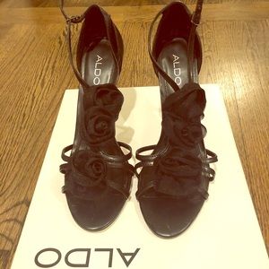 Aldo Makison black flower heels